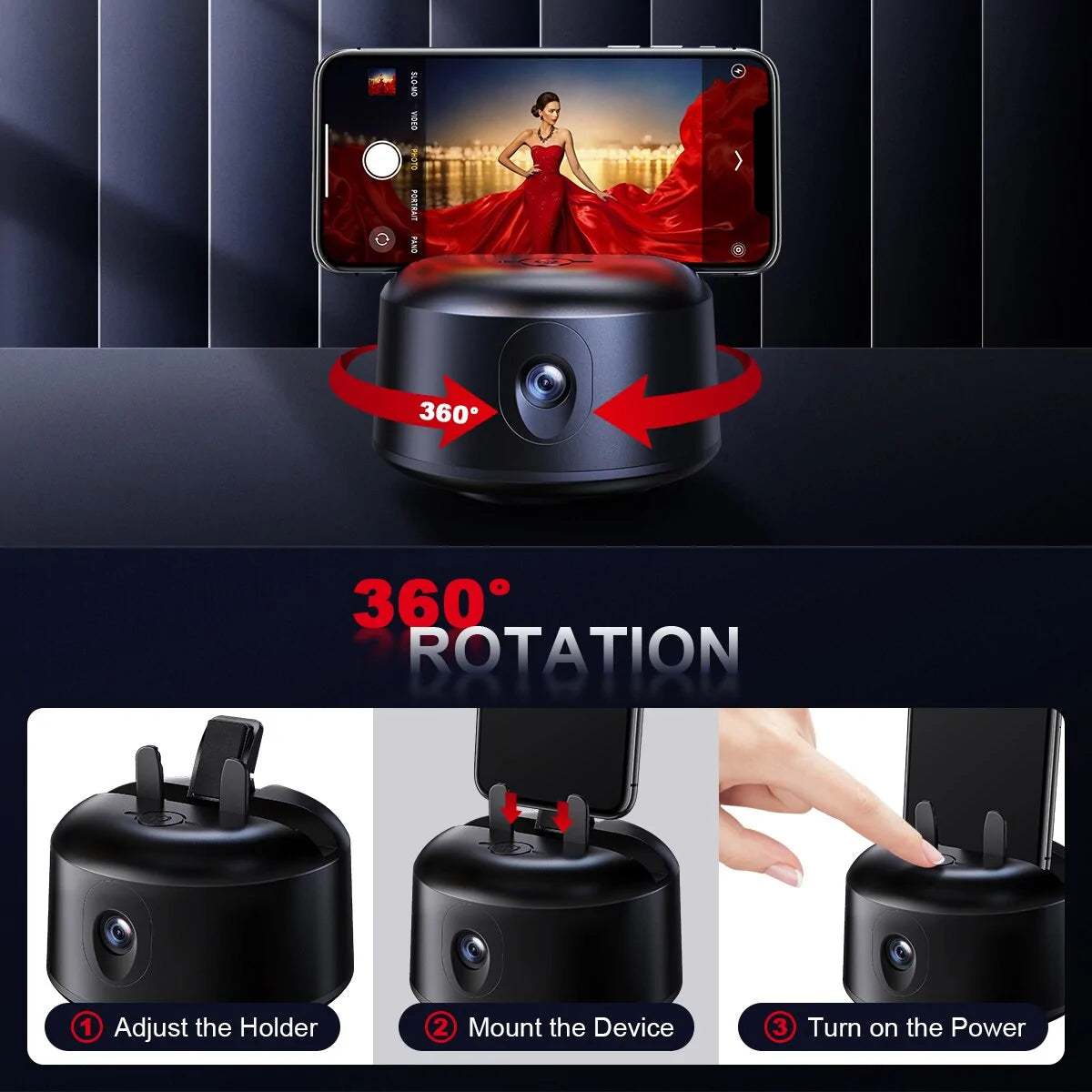 Supporto per telecamera con tracciamento automatico del volto a 360 gradi
